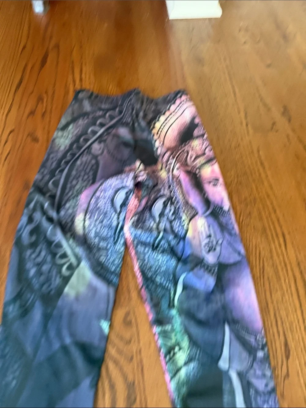 Women’s Workout Leggings- Ganesha Design in Purple & Teal